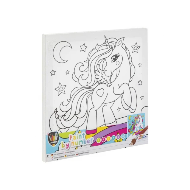 Moxy Προσχεδιασμένο Τελάρο 30x30cm με 6 Χρώματα & 2 Πινέλα Μονόκερος