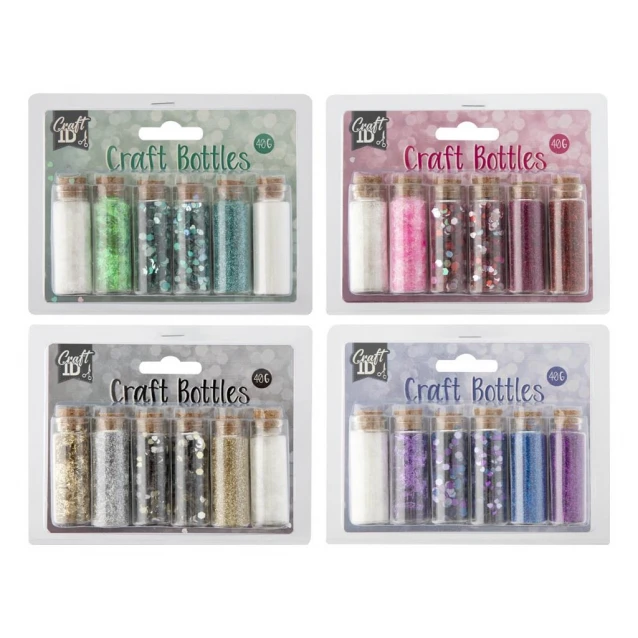 Craft ID 6 Βαζάκια με Χρυσόσκονες 15cm σε διάφορα Χρώματα