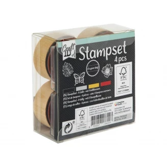 Craft ID Σετ 4 Ξυλινες Στρογγυλές Σφραγίδες με 4 Ταμπόν It’s your Day