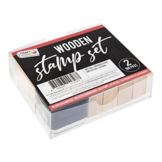 Craft ID 26 Ξύλινες Σφραγίδες με 2 Ταμπόν Αριθμοί & Σύμβολα