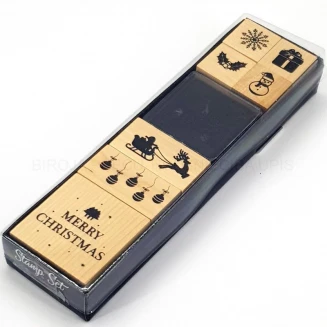 Craft ID 7 Ξύλινες Σφραγίδες Christmas με Ταμπόν