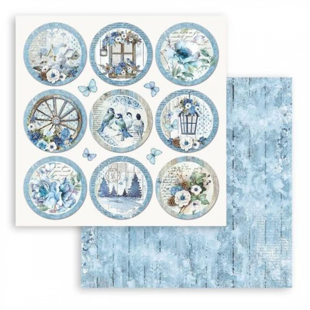 Stamperia Χαρτί Scrapbooking 30,5X30,5cm Διπλής Όψης Blue Land Rounds