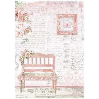 Stamperia Ριζόχαρτο Decoupage A4 (21x29,7cm) Roseland Bench