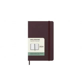 Moleskine Εβδομαδιαίο Σημειωματάριο Μικρό Burgundy Red Σκληρόδετο 2024