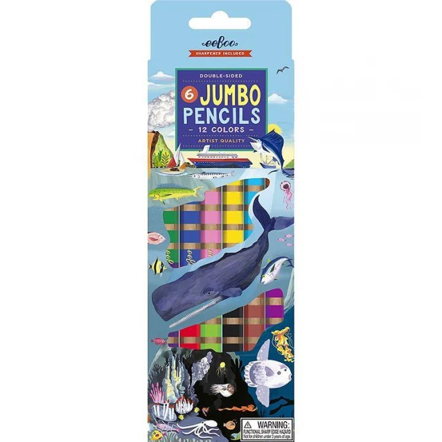 eeboo 6 Jumbo Ξυλομπογιές με Διπλή Μύτη Βυθός