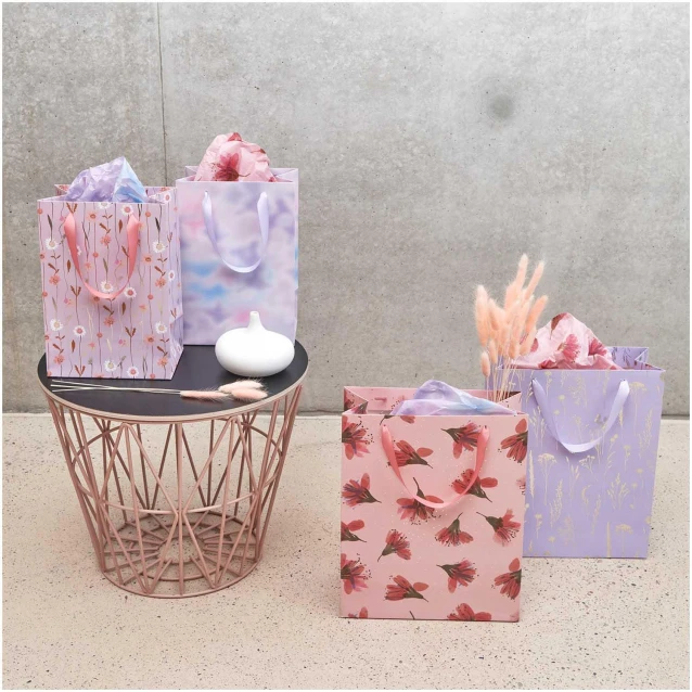 Rico Design Τσάντα Δώρου 18x26x12cm Λουλούδια Λιλά FSC