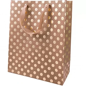 Rico Design Τσάντα Δώρου 26x32x12cm Χρυσό Πουά Foil σε Ροζ FSC