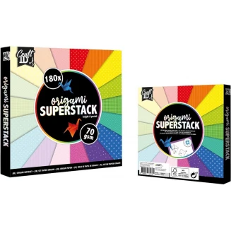 Craft ID Πακέτο 180 Χαρτιά Origami 15x15cm SuperStack 70gr