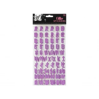 Craft ID 133 Αυτοκόλλητα Glitter Γράμματα Alphabet Φούξια
