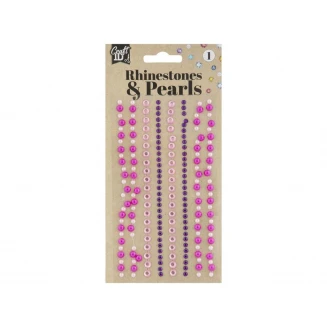 Craft ID Καρτέλα 212 Αυτοκολλήτες Πέρλες & Στρασάκια Κόκκινες Αποχρώσεις