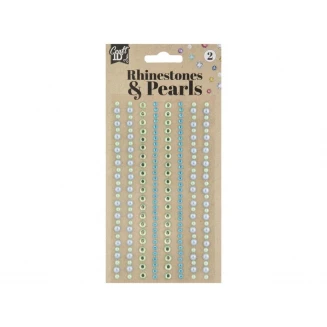 Craft ID Καρτέλα 212 Αυτοκολλήτες Πέρλες & Στρασάκια Γαλάζιες Αποχρώσεις