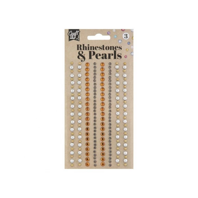 Craft ID Καρτέλα 212 Αυτοκολλήτες Πέρλες & Στρασάκια Χρυσές Αποχρώσεις
