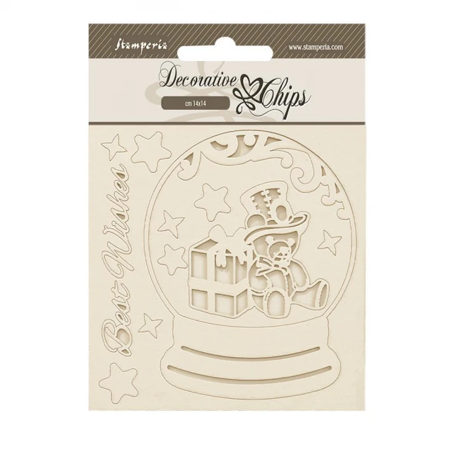 Stamperia Καρτέλα 14x14cm με Ξύλινα Διακοσμητικά Christmas Snowglobes