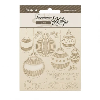 Stamperia Καρτέλα 14x14cm με Ξύλινα Διακοσμητικά Merry Christmas Balls