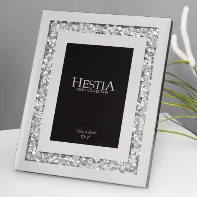 Hestia Καθρέπτης 13x18cm με Κρυστάλλινη Κορνίζα