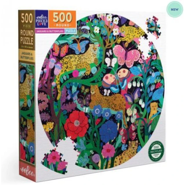 eeboo Κυκλικό Παζλ Τζάγκουαρ και Πεταλούδες 500 κομμάτια FSC