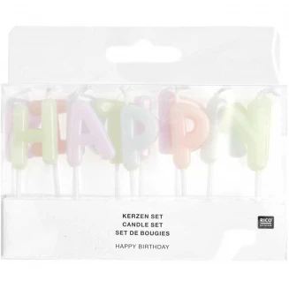 Rico Design 13 Κεράκια Happy Birthday Παστέλ