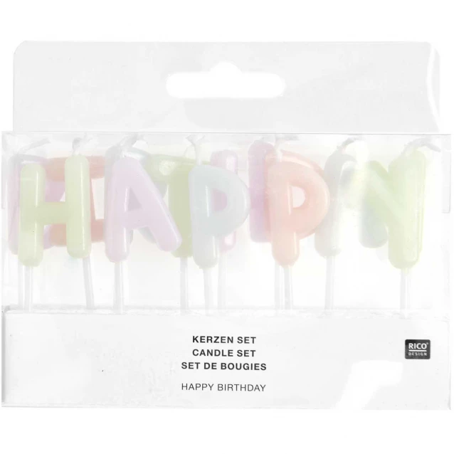 Rico Design 13 Κεράκια Happy Birthday Παστέλ