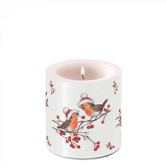 Ambiente Κερί Μικρό Φ7,5x9cm Christmas Robins White