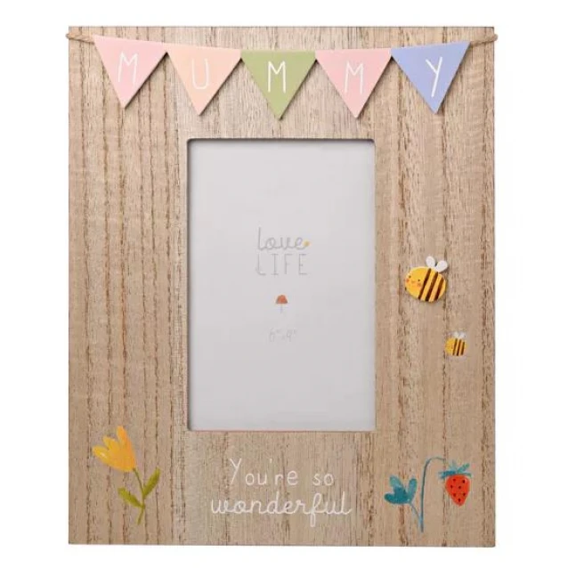 Love Life Ξύλινη Κορνίζα 10x15cm με Χρωματιστή Γιρλάντα Mummy