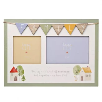 Love Life Κορνίζα Κολάζ 2 Φωτογραφιών με Γιρλάντα Family