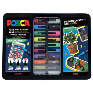 Posca Μεταλλική Κασετίνα με 20 Μαρκαδόρους Pop Αποχρώσεις