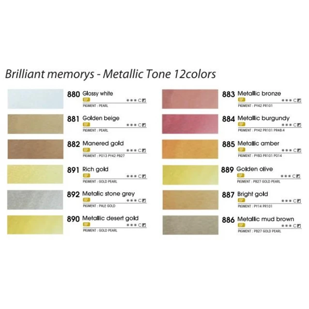 Mungyo 12 Professional Ακουαρέλες σε Μεταλλική Κασετίνα Metallic Tones