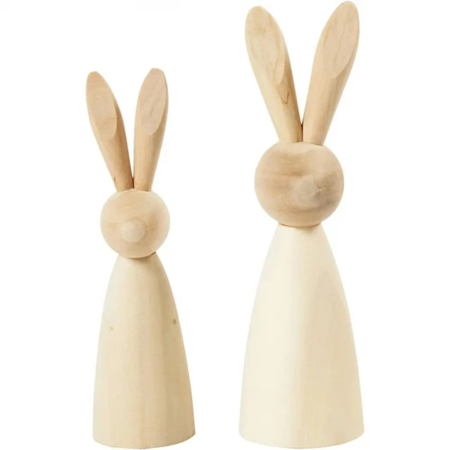 2 Ξύλινοι Καθήμενοι Λαγοί 12&14cm Φ3,5&4cm