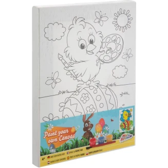 Moxy Προσχεδιασμένο Τελάρο 20x15cm με 3 Χρώματα & Πινέλο Κοτοπουλάκι