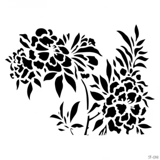 Craftistico Stencil 30x30cm 018 Λουλούδια-Φύλλα