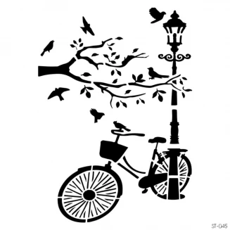 Craftistico Stencil 30x30cm 045 Δέντρο-Ποδήλατο
