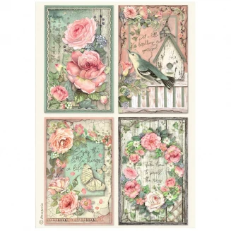 Stamperia Ριζόχαρτο Decoupage A4 (21X29,7cm) House of Roses 4 Cards