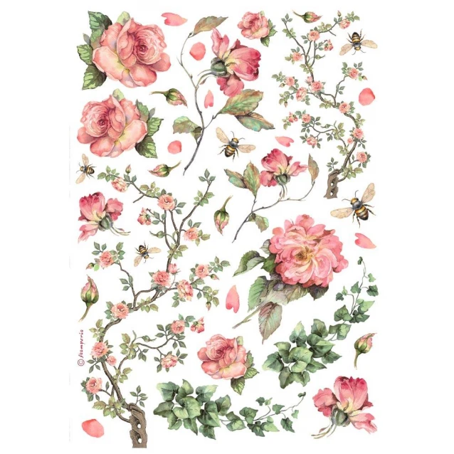 Stamperia Ριζόχαρτο Decoupage A4 (21X29,7cm) Roses and Ivy
