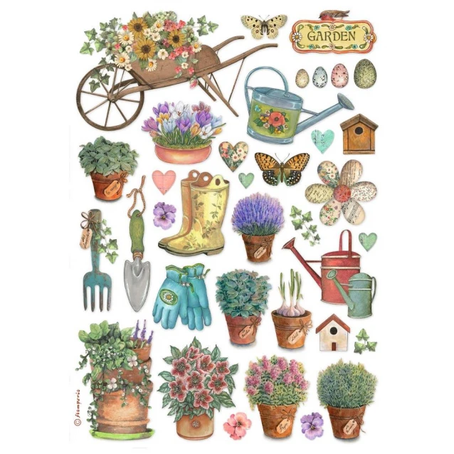 Stamperia Ριζόχαρτο Decoupage A4 (21X29,7cm) Garden Tools