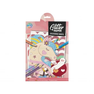 Moxy 6 Προσχεδιασμένα Glitter Χαρτιά A4 Μονόκερος