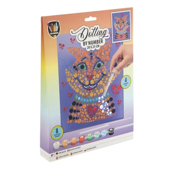 Moxy Dotting by Number 20x25cm με 8 Χρώματα & 4 Εργαλεία Γατάκι