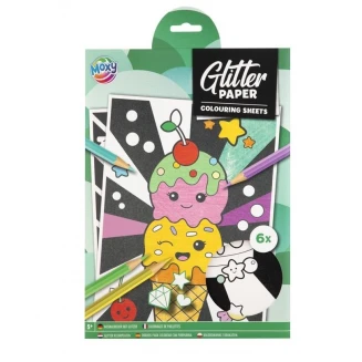 Moxy 6 Προσχεδιασμένα Glitter Χαρτιά A4 Γλυκά