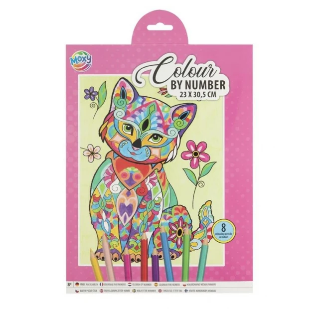 Moxy Ζωγραφική Με Νούμερα 23x30,5cm με 8 Ξυλομπογιές Γατούλα