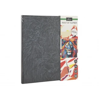 Nassau Ζωγραφική με Νούμερα Μαύρο Τελάρο 30x30cm με 17 Χρώματα & 3 Πινέλα Lion