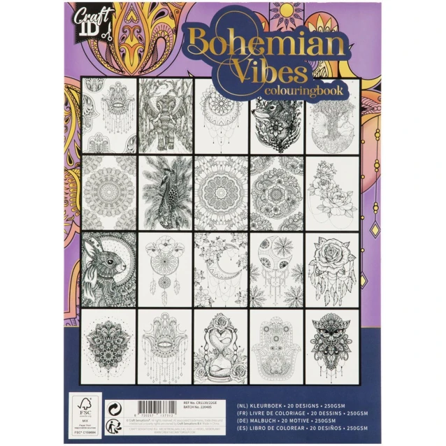 Craft ID Anti-Stress Colouring Book 20 Σχέδια Α4 250gr Bohemian Vibes