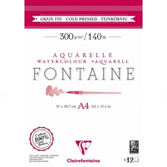 Clairefontaine Μπλοκ Ακουαρέλας Fontaine 12 Φύλλων 21x29,7cm Cold Pressed (Λεπτόκοκκο) 300gr 100% από Βαμβάκι