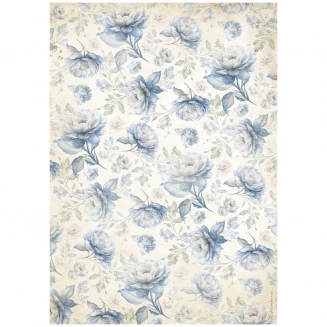 Stamperia Ριζόχαρτο Decoupage A4 (21x29,7cm) Timeless Blue Flowers Pattern