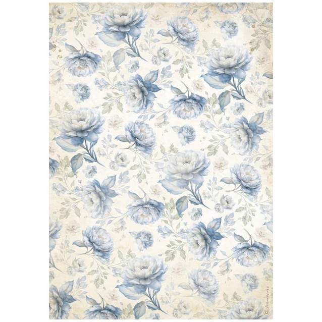 Stamperia Ριζόχαρτο Decoupage A4 (21x29,7cm) Timeless Blue Flowers Pattern