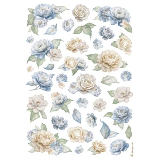 Stamperia Ριζόχαρτο Decoupage A4 (21x29,7cm) Timeless Roses and Blue Flowers Pattern