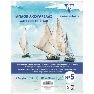 Clairefontaine Μπλοκ Ακουαρέλας Σπιράλ 35x50cm 12 Φύλλων 224gr