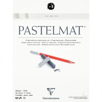 Clairefontaine Μπλοκ Pastelmat Nο.3 Κολλητό 12 Λευκά Φύλλα 18x24cm 360gr