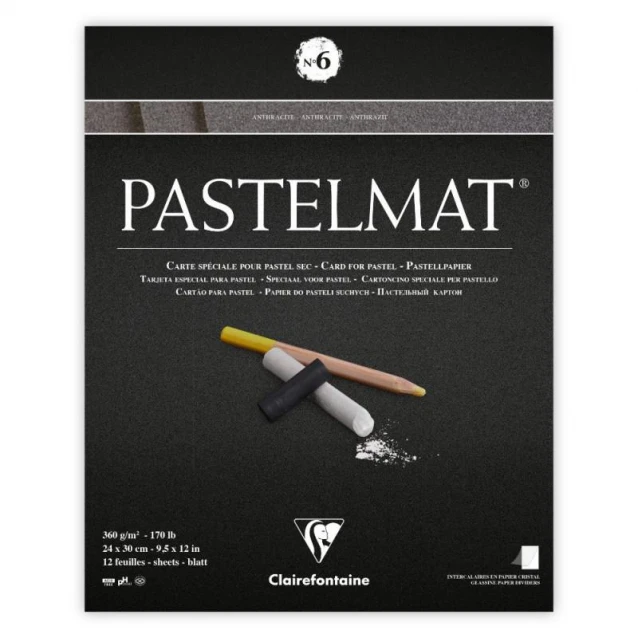 Clairefontaine Μπλοκ Pastelmat Nο.6 Κολλητό 12 Anthracite Φύλλα 24x32cm 360gr