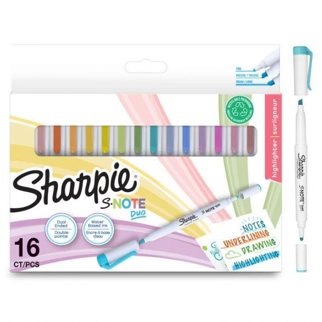 Sharpie 16 Μαρκαδόροι Διπλής Μύτης Υπογράμμισης και Ζωγραφικής