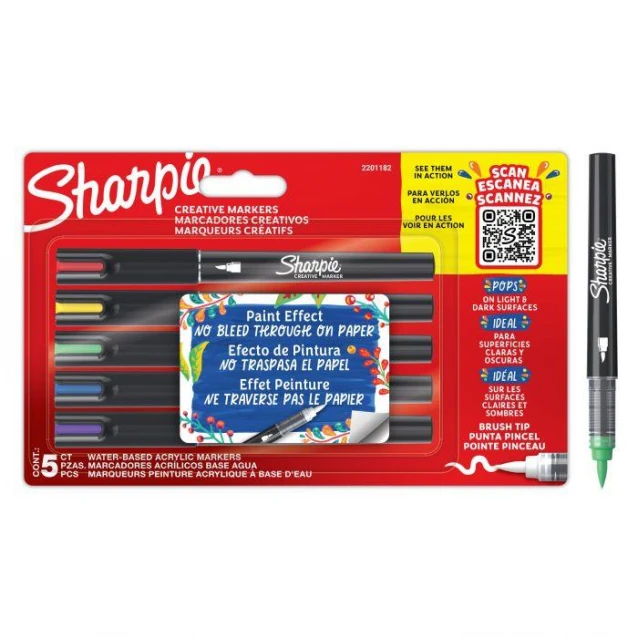 Sharpie 5 Ακρυλικοί Μαρκαδόροι Πινέλο