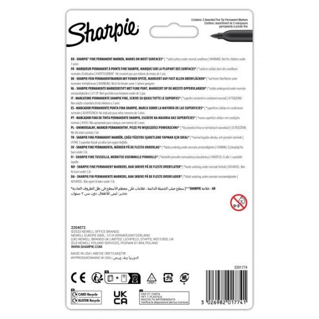 Sharpie 5 Μαρκαδόροι Διαρκείας Fine Fun